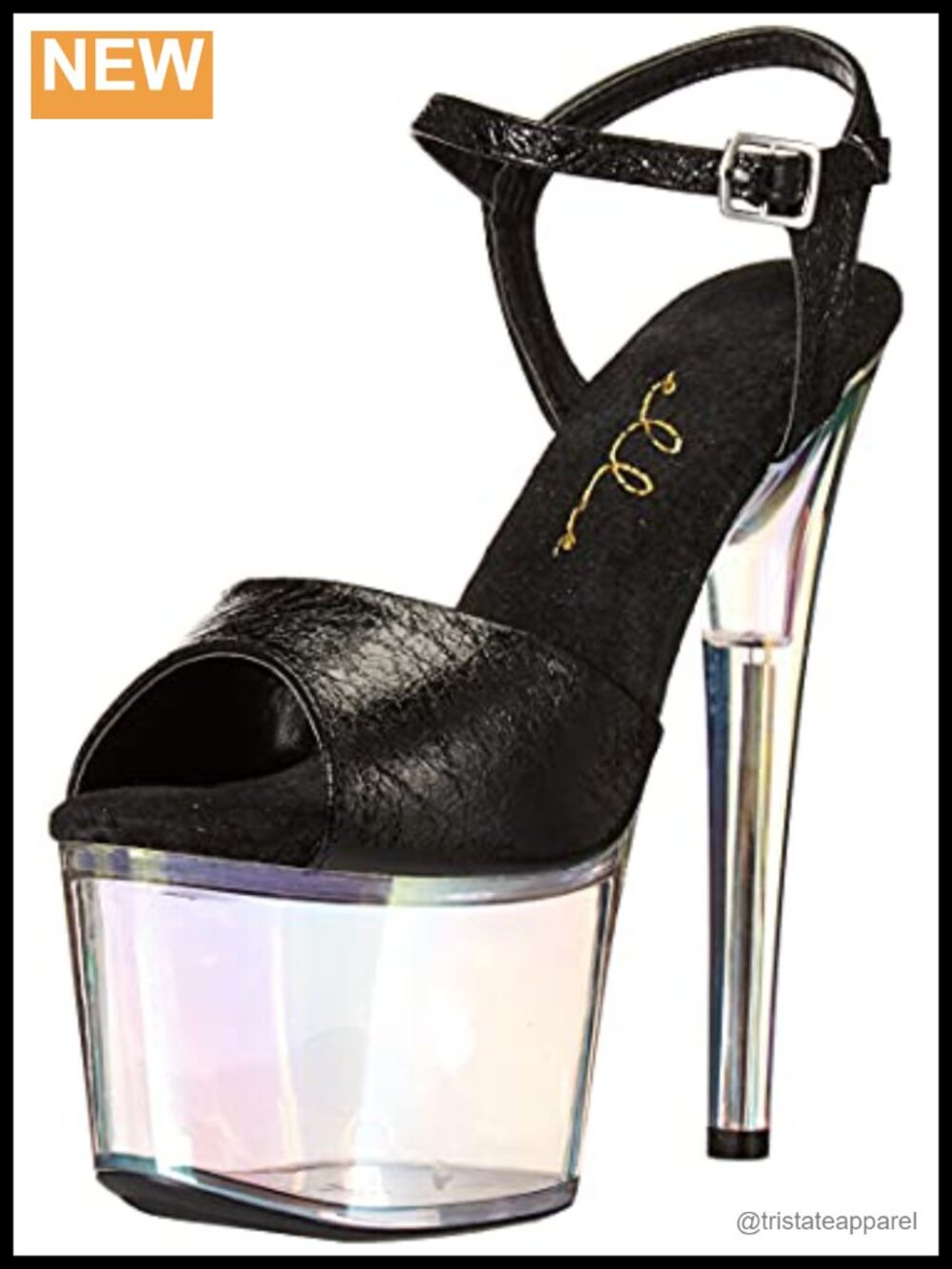 Stiletto Platform Heel Ankle Strap Glitter Buckle Sandal